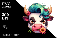 Funny Cow with Cool Hair, High-Res PNG Product Image 2