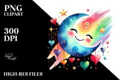 Smiling Moon with Hearts PNG Product Image 2