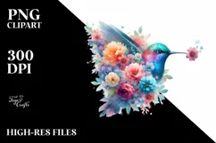 Pastel Watercollor Vibrant Hummingbird | Clipart Product Image 3