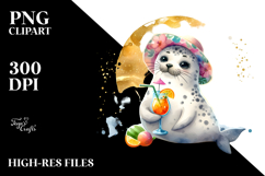 Cute Seal in Beachwear PNG Product Image 2