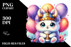 Vibrant Baby Rabbit with Viking Helmet PNG Product Image 2