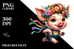 Goofy Baby Pig Running PNG Product Image 2