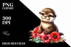 Cute Smiling Baby Otter Balloons Clipart Product Image 1