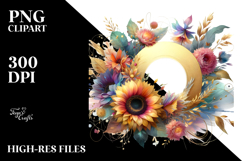 Abstract Sunflower Gold Foil Frame | Sublimation | Clipart Product Image 2