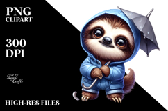 Baby Sloth Wearing Raincoat | Expressive Clipart Product Image 2