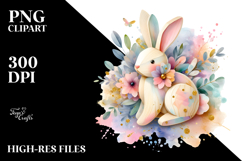 Colorful Pastel Bunny Made of Wood PNG Product Image 2