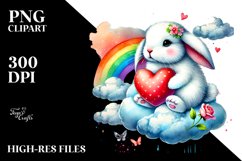 Rabbit Cloud Watercolor PNG Product Image 2
