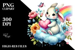Rabbit Cloud Watercolor PNG Product Image 2
