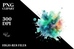 Colorful Greenish Watercolor Splash | Sublimation Clipart Product Image 3