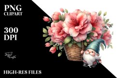 Floating Gnome with Large Azalea, Vibrant PNG Product Image 2