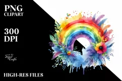 Vibrant Rainbow Colorful Watercolor | Sublimation | Clipart Product Image 3