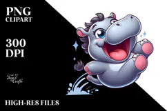 Ridiculously Cute Cartoon Hippo PNG Product Image 2