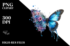 Watercolor Butterfly with Splashes PNG Product Image 2