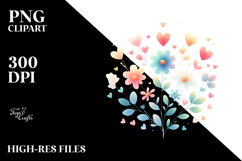Colorful Pastel Flower with Heart Petals PNG Product Image 2
