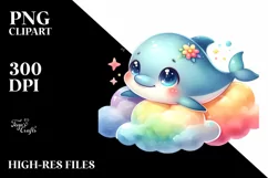 Watercolor Baby Dolphin | Sublimation Clipart Product Image 1