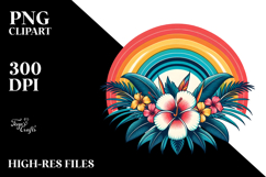 Retro Tropical Flower Rainbow PNG Product Image 2