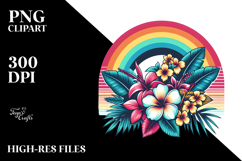 Retro Tropical Flower Rainbow PNG Product Image 2