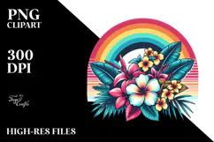 Retro Tropical Flower Rainbow PNG Product Image 2