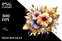 Vibrant Abstract Bouquet with Gold Foil | Sublimation Product Image 3