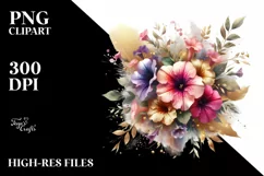 Vibrant Abstract Bouquet with Gold Foil | Sublimation Product Image 3