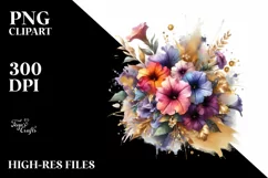 Vibrant Abstract Bouquet with Gold Foil | Sublimation Product Image 3