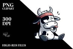 Funny Cow with es, Whimsical PNG Product Image 2