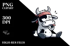 Funny Cow with es, Whimsical PNG Product Image 2