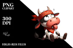 Whimsical Cartoon Cow with Bandana, Vector Art Product Image 2