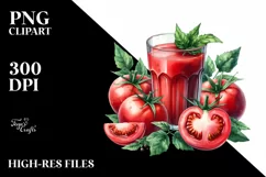 Centered Watercolor Tomato Juice | Clipart Product Image 3