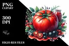 Centered Watercolor Tomato Juice | Clipart Product Image 3