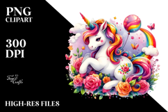 Vibrant Unicorn with Pumpkin Watercolor Illustration | Product Image 2