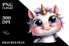 Funny Baby Face Unicorn, Transparent PNG Product Image 1