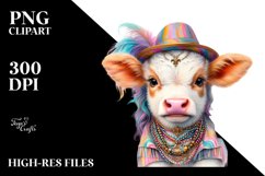 Baby Cow in Zydeco Dancer&#039;s Attire PNG Product Image 1