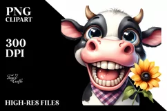 Colorful Cow with Flower PNG Product Image 2