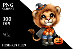 Dressed Baby Lion Halloween | Expressive Clipart Product Image 2