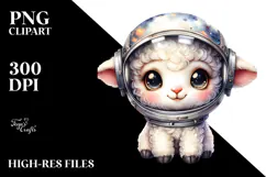 Cute Baby Lamb with Astronaut Helmet, Transparent PNG Product Image 2
