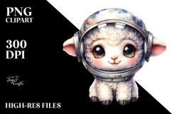 Cute Baby Lamb with Astronaut Helmet, Transparent PNG Product Image 2