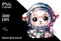Cute Baby Lamb with Astronaut Helmet, Transparent PNG Product Image 2