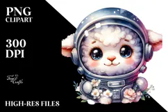 Cute Baby Lamb with Astronaut Helmet, Transparent PNG Product Image 2