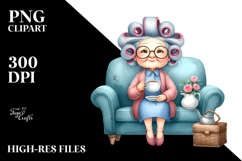 Old Lady Tea Cup Sofa | Sublimation, Clipart Product Image 2