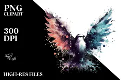 Colorful Bird with Grungy Splashes, Transparent PNG Product Image 2