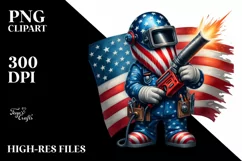 Detailed Patriotic Welder Gnome | Sublimation | Clipart Product Image 3