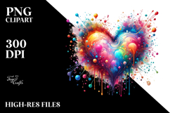 Colorful Heart Paintbrush Style PNG Product Image 2