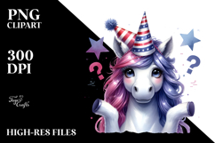Watercolor Unicorn Portrait Party Hat | Sublimation | Product Image 2