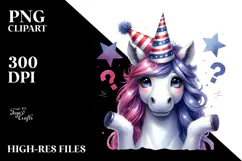 Watercolor Unicorn Portrait Party Hat | Sublimation | Product Image 2
