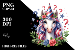 Confused Unicorn in Party Hat | Sublimation | Clipart Product Image 2