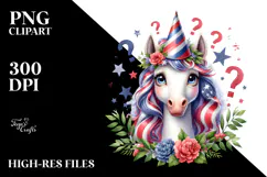 Confused Unicorn in Party Hat | Sublimation | Clipart Product Image 2