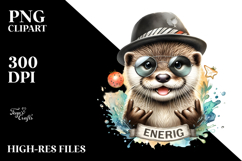 Cute Baby Otter with Hat PNG Product Image 2