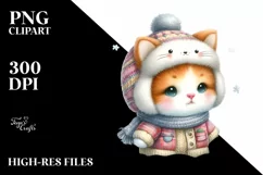 Cute Baby Cat in Winter Clothes PNG Product Image 3