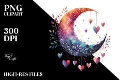 Simple Moon with Hanging Hearts PNG Product Image 2